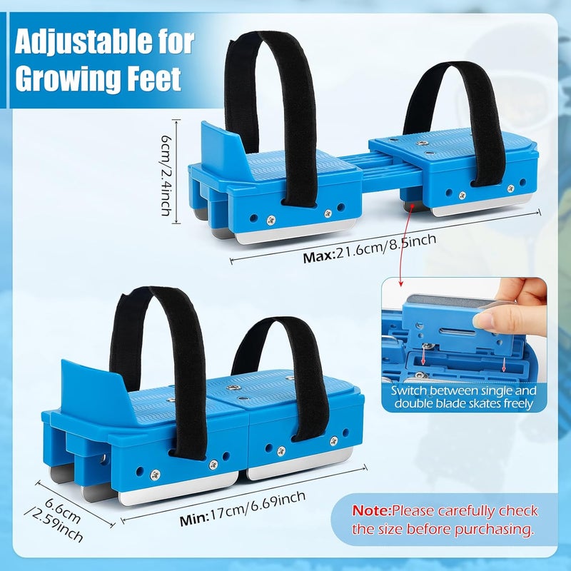Tryly 1/2 Pairs Upgraded Toddler Ice Skates, Kids Adjustable 2-in-1 Double & Single Convertible Blade Skates with Hook and Loop Fastener Straps for Winter Toddler Training Shoes Beginner - Image 3